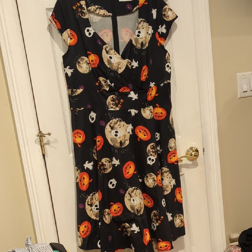 Orange and White Fit and Flare Mini Dress with Flutter Sleeves
